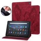 For Amazon Kindle Fire HD 10 / 10 Plus 2021 Big Butterfly Embossed Leather Tablet Case(Red) - 1