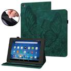 For Amazon Kindle Fire HD 10 2019 / 2017 Big Butterfly Embossed Smart Leather Tablet Case(Green) - 1