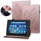 For Amazon Kindle Fire HD 10 2019 / 2017 Big Butterfly Embossed Smart Leather Tablet Case(Rose Gold) - 1