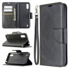 For Galaxy A01 Retro Lambskin Texture Pure Color Horizontal Flip PU Leather Case with Holder & Card Slots & Wallet & Lanyard(Black) - 1