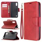 For Galaxy A01 Retro Lambskin Texture Pure Color Horizontal Flip PU Leather Case with Holder & Card Slots & Wallet & Lanyard(Red) - 1