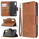 For Galaxy A01 Retro Lambskin Texture Pure Color Horizontal Flip PU Leather Case with Holder & Card Slots & Wallet & Lanyard(Brown) - 1