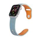 Nail Silver Buckle Leather Watch Band For Apple Watch Series 9&8&7 41mm / SE 3&SE 2&6&SE&5&4 40mm / 3&2&1 38mm(Haze Blue) - 1
