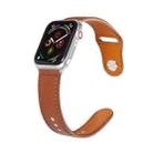 Nail Silver Buckle Leather Watch Band For Apple Watch Series 9&8&7 41mm / SE 3&SE 2&6&SE&5&4 40mm / 3&2&1 38mm(Brown) - 1