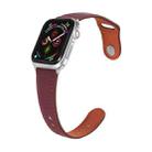 Nail Silver Buckle Leather Watch Band For Apple Watch Series 9&8&7 41mm / SE 3&SE 2&6&SE&5&4 40mm / 3&2&1 38mm(Wine Red) - 1