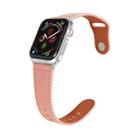 Nail Silver Buckle Leather Watch Band For Apple Watch Series 9&8&7 41mm / SE 3&SE 2&6&SE&5&4 40mm / 3&2&1 38mm(Pink) - 1