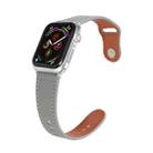 Nail Silver Buckle Leather Watch Band For Apple Watch Series 9&8&7 41mm / SE 3&SE 2&6&SE&5&4 40mm / 3&2&1 38mm(Grey) - 1