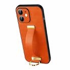 For iPhone 12 SULADA Cool Series PC + Leather Texture Skin Feel Shockproof Phone Case (Orange) - 1