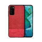 For Huawei Honor V30 Shockproof Splicing PU + Cloth Texture PC + TPU Protective Case(Red) - 1