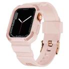 Integrated Carbon Fiber Pattern Silicone Watch Band For Apple Watch Series 9&8&7 41mm / SE 3&SE 2&6&SE&5&4 40mm / 3&2&1 38mm(Pink) - 1