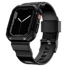 Integrated Carbon Fiber Pattern Silicone Watch Band For Apple Watch Series 8&7 45mm / SE 2&6&SE&5&4 44mm / 3&2&1 42mm(Black) - 1