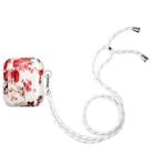 Painted Plastic Long Lanyard Wireless Earphone Protective Case For AirPods 1 / 2(Flower) - 1