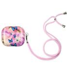 Painted Plastic Long Lanyard Wireless Earphone Protective Case For AirPods 3(Purple Butterfly) - 1