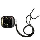 Painted Plastic Long Lanyard Wireless Earphone Protective Case For AirPods 3(Black Gold Marble) - 1
