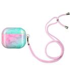 Painted Plastic Long Lanyard Wireless Earphone Protective Case For AirPods 3(Pink Green Mable) - 1