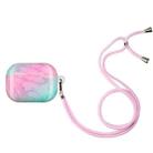 Painted Plastic Long Lanyard Wireless Earphone Protective Case For AirPods Pro(Pink Green Mable) - 1