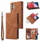 For Samsung Galaxy A13 4G Multifunctional Frosted Zipper Wallet Leather Phone Case(Brown) - 1