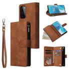 For OnePlus 9 Pro Multifunctional Frosted Zipper Wallet Leather Phone Case(Brown) - 1