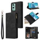 For OnePlus 9 Multifunctional Frosted Zipper Wallet Leather Phone Case(Black) - 1