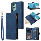 For OnePlus 9 Multifunctional Frosted Zipper Wallet Leather Phone Case(Blue) - 1