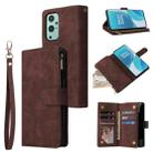 For OnePlus 9 Multifunctional Frosted Zipper Wallet Leather Phone Case(Coffee) - 1