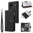 For Google Pixel 7 5G Multifunctional Frosted Zipper Wallet Leather Phone Case(Black) - 1