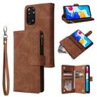 For Xiaomi Redmi Note 11S Multifunctional Frosted Zipper Wallet Leather Phone Case(Brown) - 1