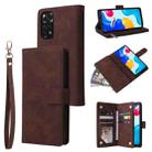 For Xiaomi Redmi Note 11S Multifunctional Frosted Zipper Wallet Leather Phone Case(Coffee) - 1