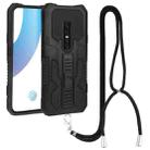 For vivo V17 Pro Vanguard Lanyard Kickstand TPU + PC Phone Case(Black) - 1