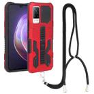 For vivo V21 Vanguard Lanyard Kickstand TPU + PC Phone Case(Red) - 1