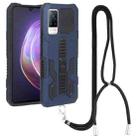 For vivo V21 Vanguard Lanyard Kickstand TPU + PC Phone Case(Blue) - 1