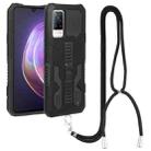 For vivo V21 Vanguard Lanyard Kickstand TPU + PC Phone Case(Black) - 1