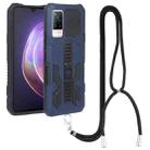 For vivo V21e Vanguard Lanyard Kickstand TPU + PC Phone Case(Blue) - 1