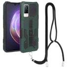 For vivo V21e Vanguard Lanyard Kickstand TPU + PC Phone Case(Green) - 1