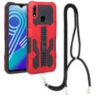 For vivo Y91 Vanguard Lanyard Kickstand TPU + PC Phone Case(Red) - 1