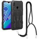 For vivo Y91 Vanguard Lanyard Kickstand TPU + PC Phone Case(Black) - 1