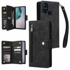 For OnePlus Nord N10 5G Rivet Buckle 9 Cards Three Fold Leather Phone Case(Black) - 1