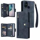 For OnePlus Nord N10 5G Rivet Buckle 9 Cards Three Fold Leather Phone Case(Blue) - 1