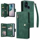 For OnePlus Nord N10 5G Rivet Buckle 9 Cards Three Fold Leather Phone Case(Green) - 1