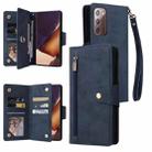 For Samsung Galaxy Note20 Rivet Buckle 9 Cards Three Fold Leather Phone Case(Blue) - 1