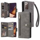 For Samsung Galaxy Note20 Rivet Buckle 9 Cards Three Fold Leather Phone Case(Grey) - 1