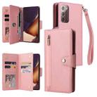 For Samsung Galaxy Note20 Rivet Buckle 9 Cards Three Fold Leather Phone Case(Rose Gold) - 1