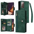 For Samsung Galaxy Note20 Rivet Buckle 9 Cards Three Fold Leather Phone Case(Green) - 1