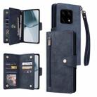 For OnePlus 10 Pro 5G Rivet Buckle 9 Cards Three Fold Leather Phone Case(Blue) - 1