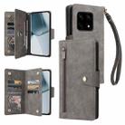 For OnePlus 10 Pro 5G Rivet Buckle 9 Cards Three Fold Leather Phone Case(Grey) - 1