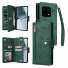 For OnePlus 10 Pro 5G Rivet Buckle 9 Cards Three Fold Leather Phone Case(Green) - 1