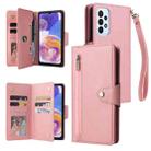 For Samsung Galaxy A23 4G Rivet Buckle 9 Cards Three Fold Leather Phone Case(Rose Gold) - 1