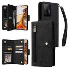 For Xiaomi 11T Rivet Buckle 9 Cards Three Fold Leather Phone Case(Black) - 1