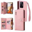 For Xiaomi 11T Rivet Buckle 9 Cards Three Fold Leather Phone Case(Rose Gold) - 1