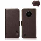 For Nokia C200 KHAZNEH Side-Magnetic Litchi Genuine Leather RFID Phone Case(Brown) - 1